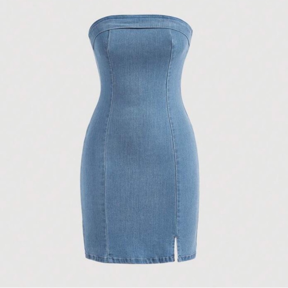 BLUE DENIM MINI DRESS